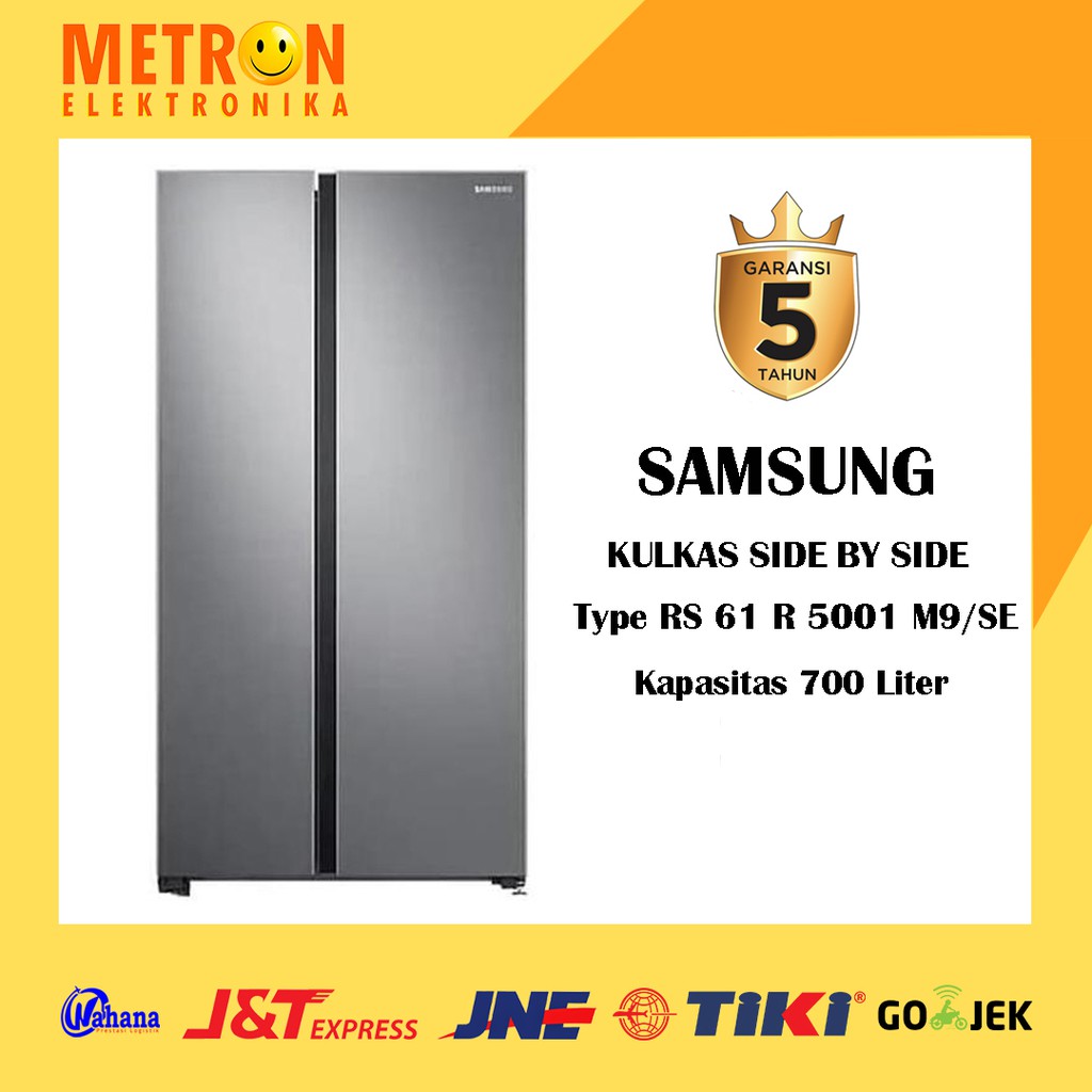 SAMSUNG RS 61 R 5001 M9/SE / GENTLE SILVER MATT / KULKAS SIDE BY SIDE 700 LT INVERTER RS61R5001M9SE