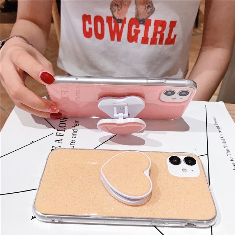 Candy Color Glitter Softcase with Heart Holder Case HP Softcase Lucu for iphone XS Max XR 11 Pro Max 12 Pro Max 13 Pro Max