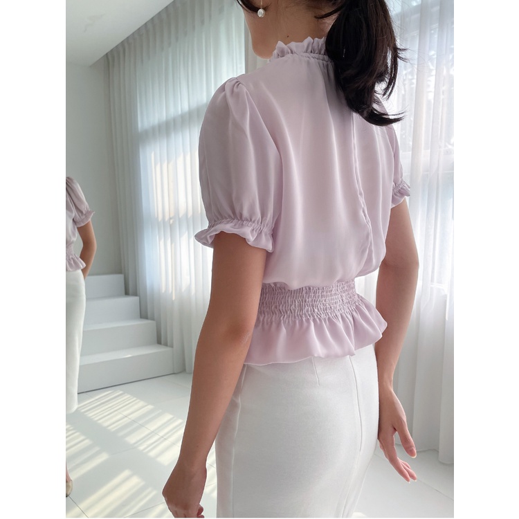 Kadaka T-0406 Satin Blouse Detail Smock Elegant