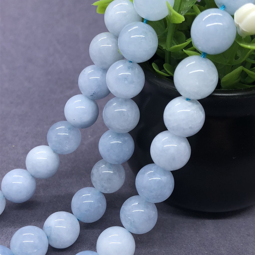 Quality AAA Aquamarine Beads 4-10mm Round Natural Loose Stone Bead Bracelet Diy Necklace