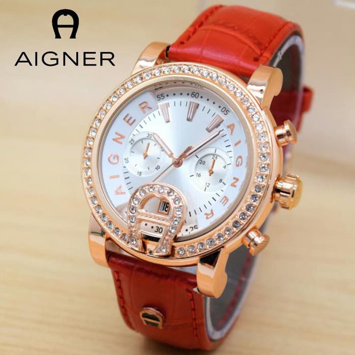 Promo Jam Tangan Wanita Aigner Bari / Jam Tangan Aigner Tali Kulit Merah