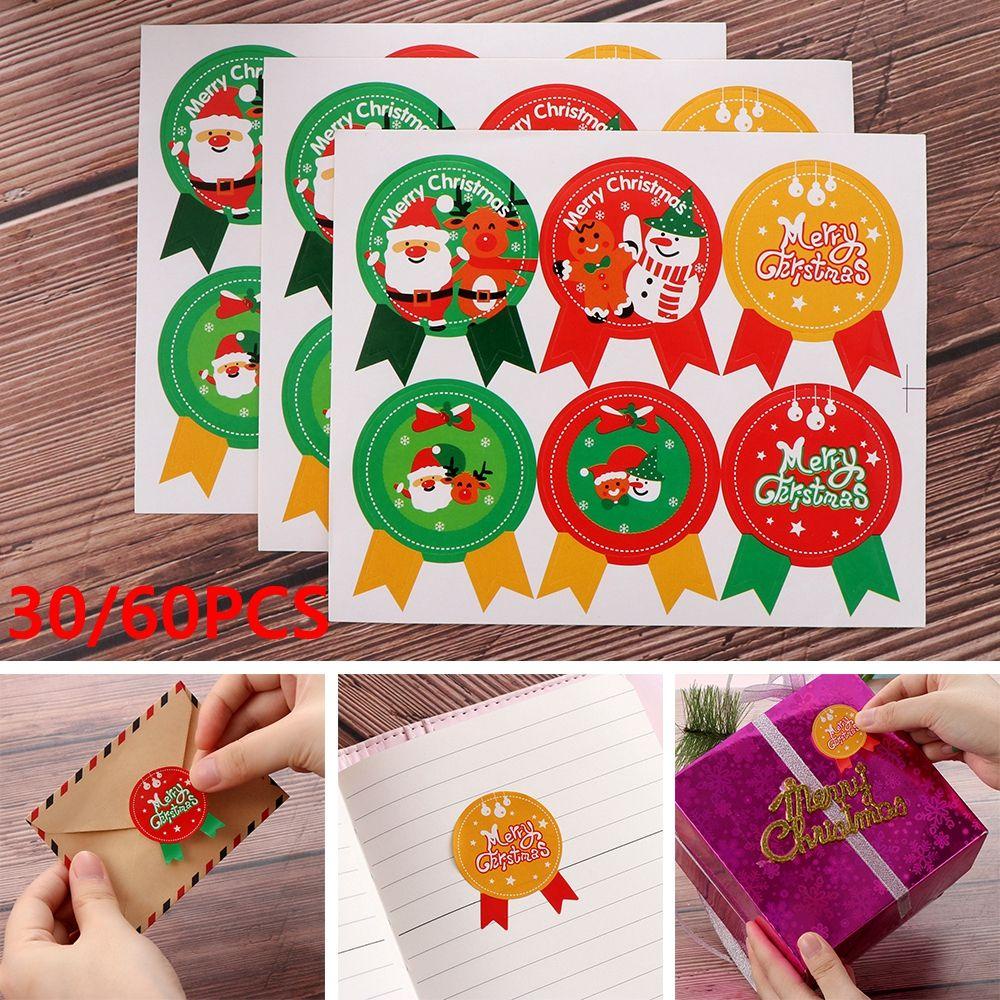 Preva Gift Paper Sticker Santa Hiasan Kue Biskuit Kotak Hadiah Sealing Craft Badge Merry Christmas