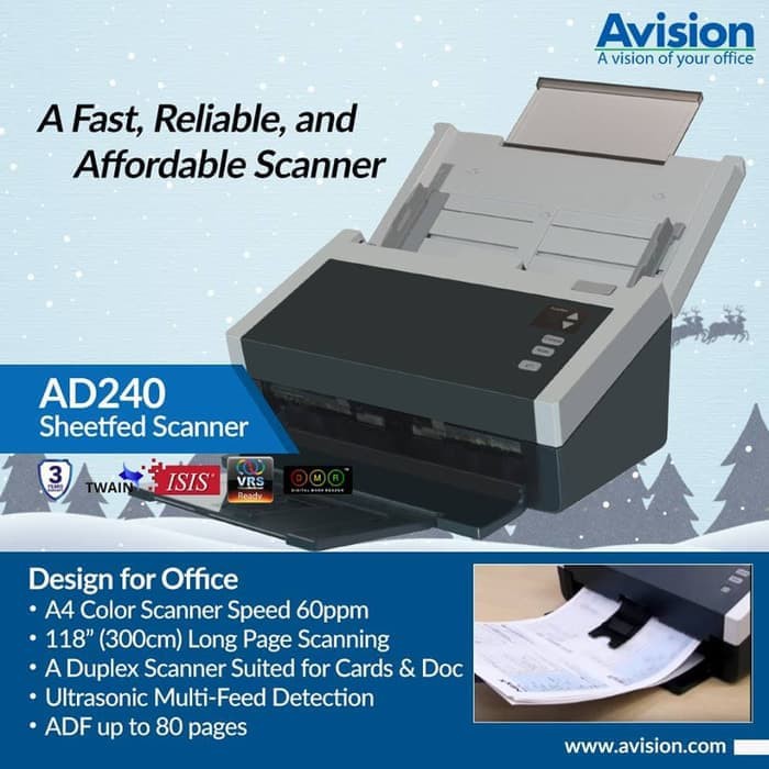 Scanner Avision AD240 Duplex ADF Garansi Resmi AD 240