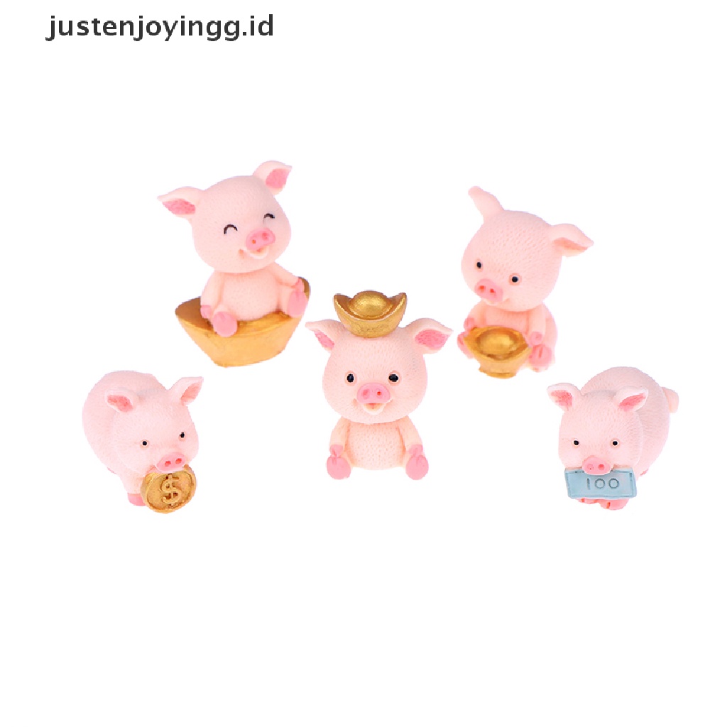 // justenjoyingg.id // Fortune Pig Miniature Figurine Fairy Garden Dollhouse Decor Micro Landscape ~