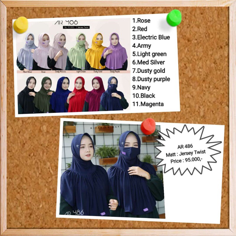 Hijab instan Arrafi kode Ar 486 mat jersey