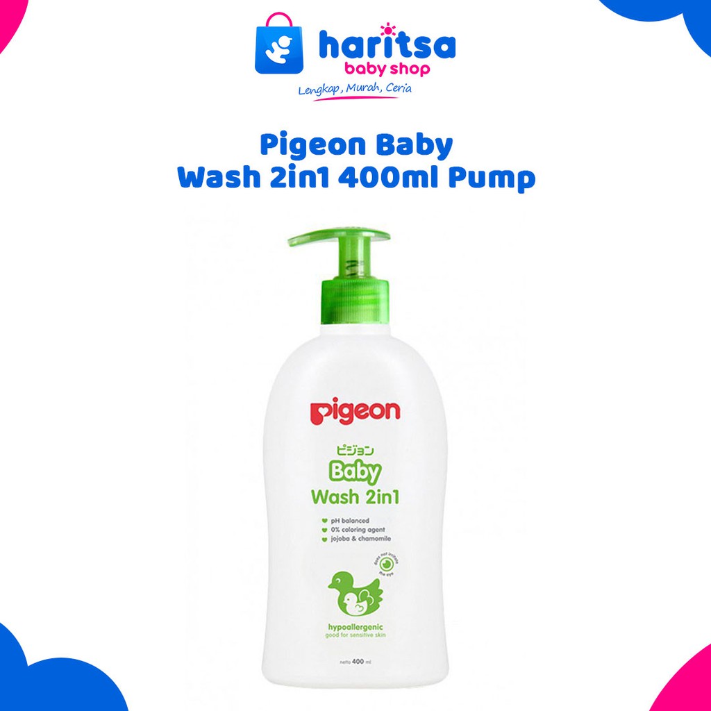 Pigeon Baby Wash 2In1 Chamomile 400Ml Pump / sabun shampo bayi - Paraben Free