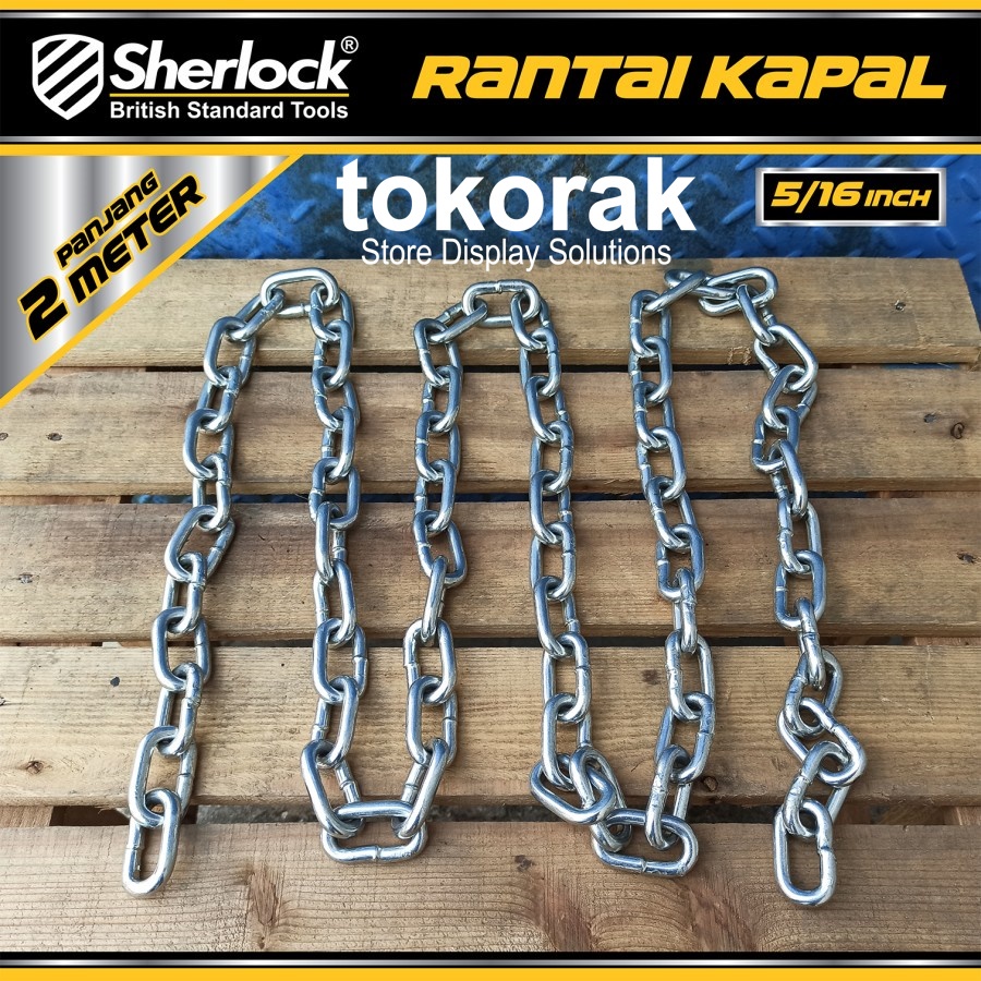 RANTAI BESI 8 MM 2 METER SHERLOCK - RANTAI KAPAL GALVANIZED 5/16 INCH