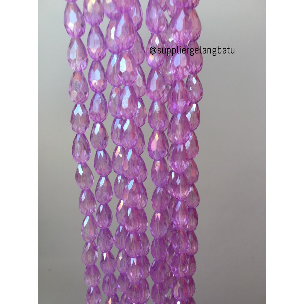 kristal Tetes ceko 13mm x 8mm PURPLE UNGU beads crystal payet PREMIUM aksesoris grosir craft fashion