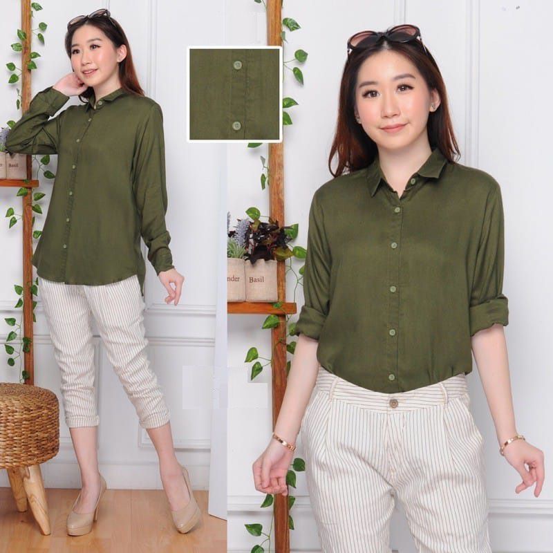 PROMO KEMEJA/ATASAN/BLOUSE RAYON TWILL POLOS JUMBO