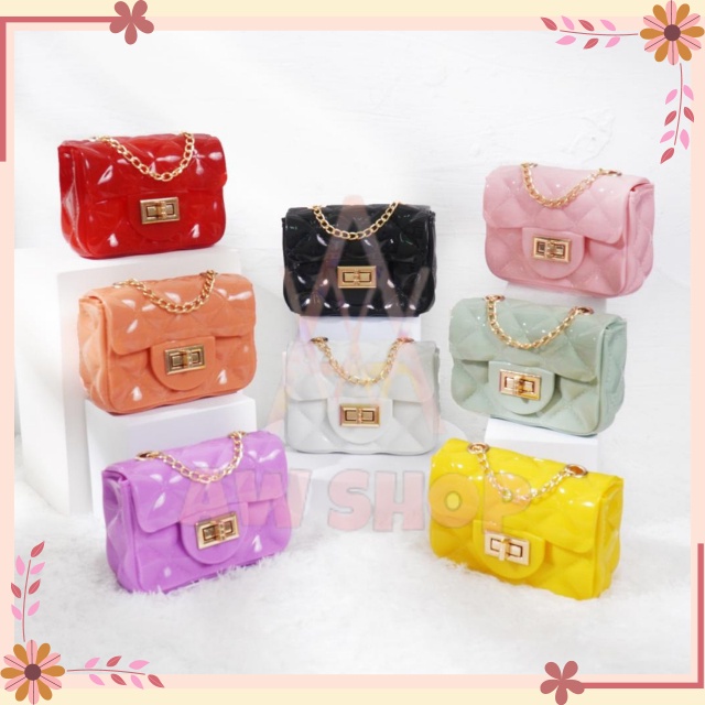 Tas Jelly Glossy Mini Kotak | Tas Jelly Mini Kotak | Tas Mini Rubber