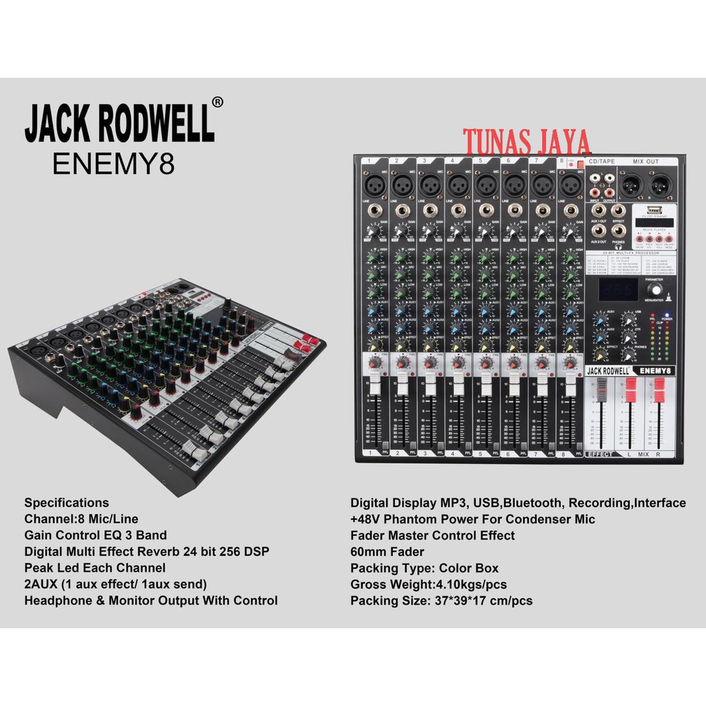 Mixer JACK RODWELL ENEMY 8  - 8 channel BLUETOOTH