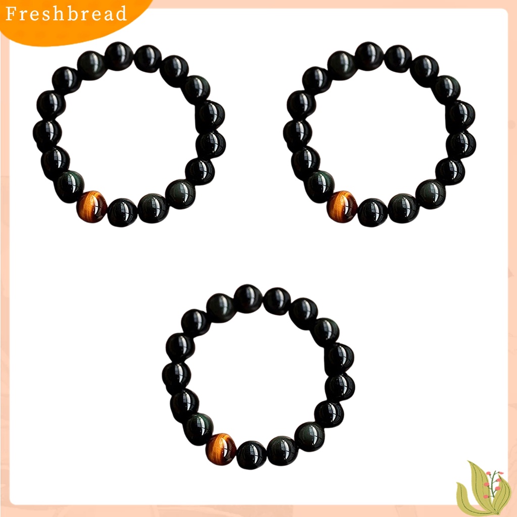 【 Fresh 】 Gelang Bangle Pria Wanita Gaya Vintage dengan Manik-manik Agate Tiger