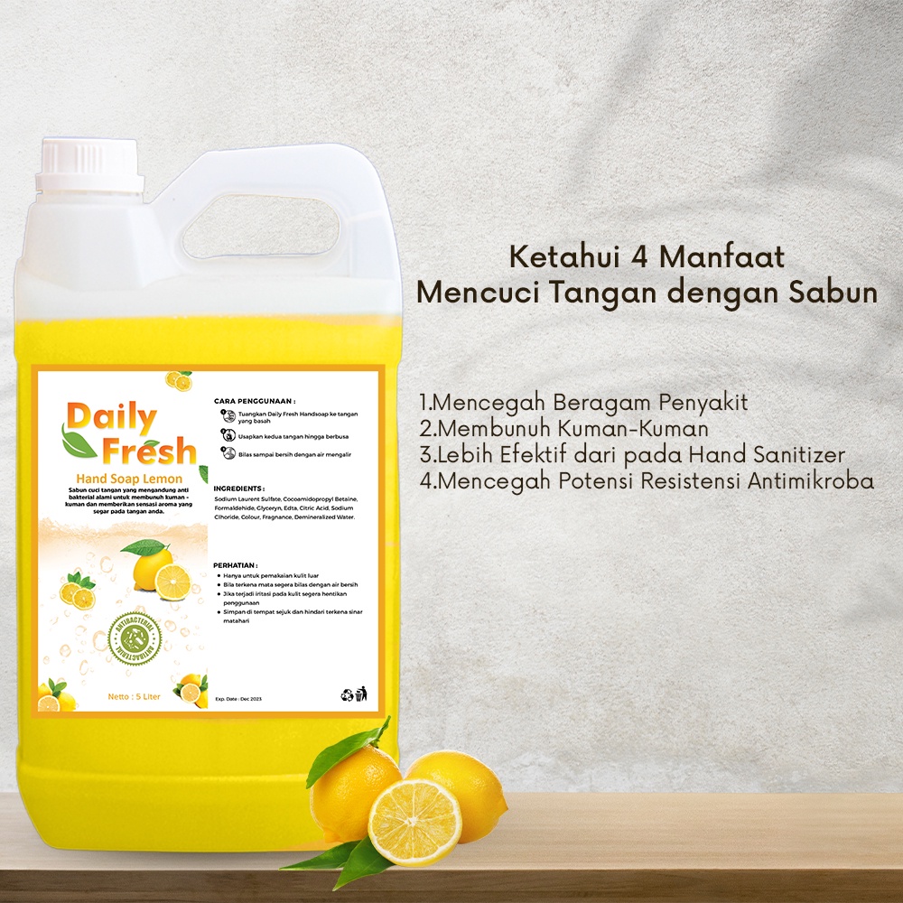 SABUN CUCI TANGAN HAND SOAP DAILY FRESH 5 LITER KUALITAS PREMIUM DENGAN AROMA MENYEGARKAN READY STOCK