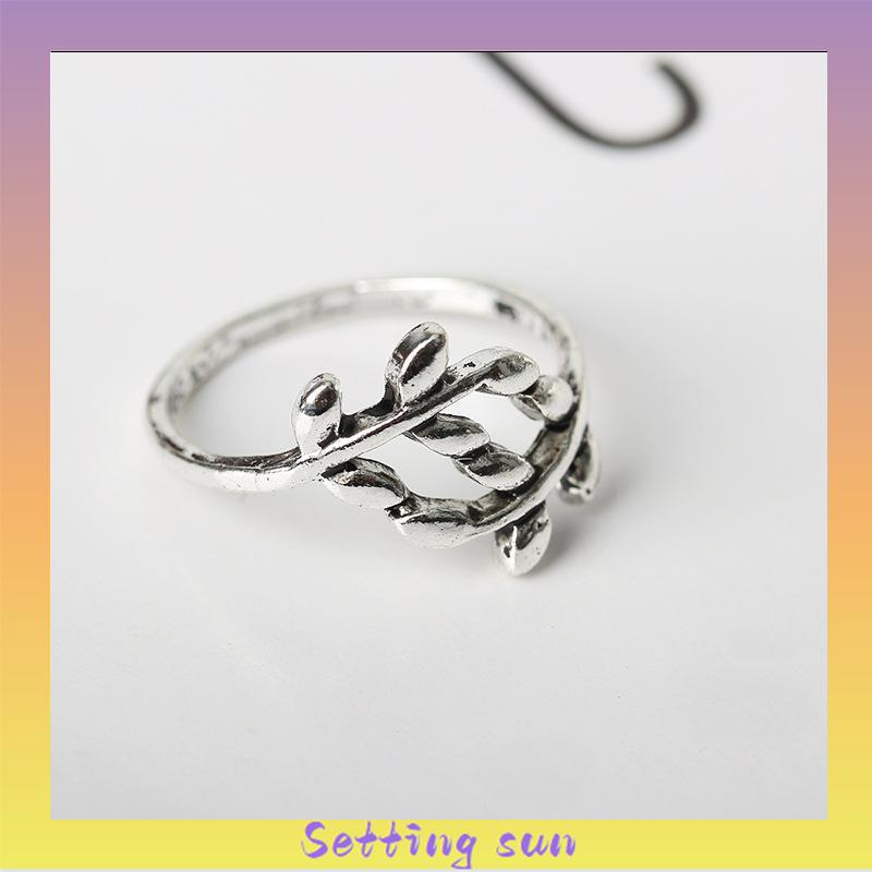 Cincin Charms Olive Tree Branch Leaves Open Ring Wedding Rings Adjustable Jewelry TN