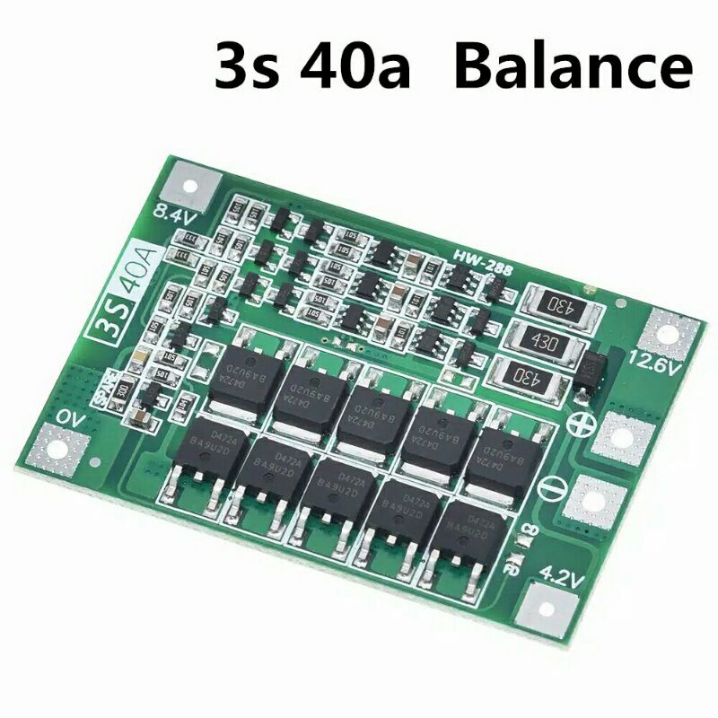 BMS 3S 40A 12.6V 18650 Li-ion Lithium Battery BMS Balanced/Enhanced Protection