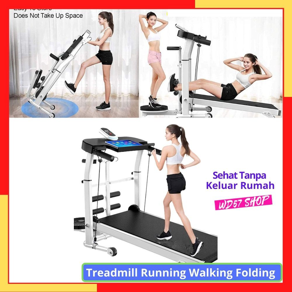 Alat Olahraga Fitness Lari Sit Up Di Rumah Treadmill Lipat Manual Folding Running Bodymax Fitnes Pen