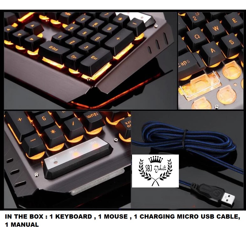 Keyboard and Mouse Set Wireless 2.4 Ghz Metal Mamba SB18 Waterproof Mechanical lookalike