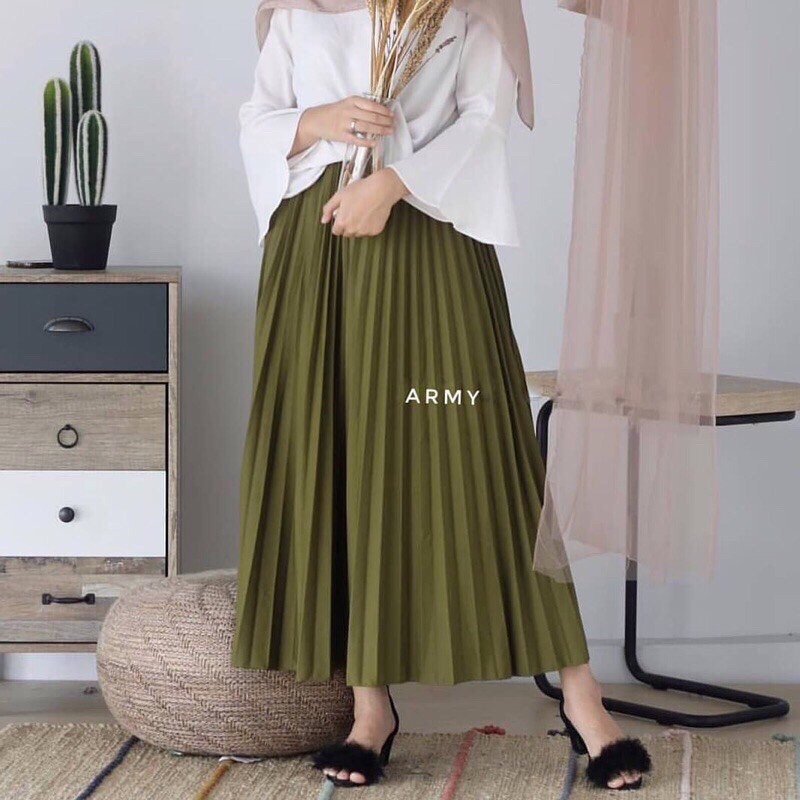 (BISA COD) PALING MURAH ! rok plisket premium maxi skirt prisket pleates real pict