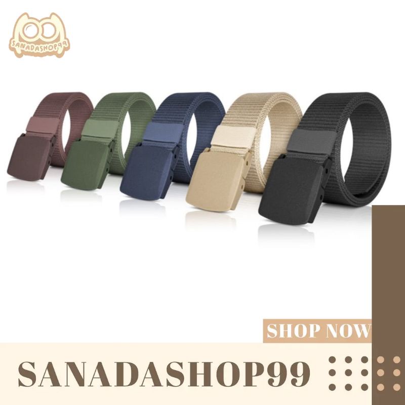 (SB02) Sabuk Military Pria Sabuk Pria Nylon Canvas Gesper Plastik Anti XRAY Bandara