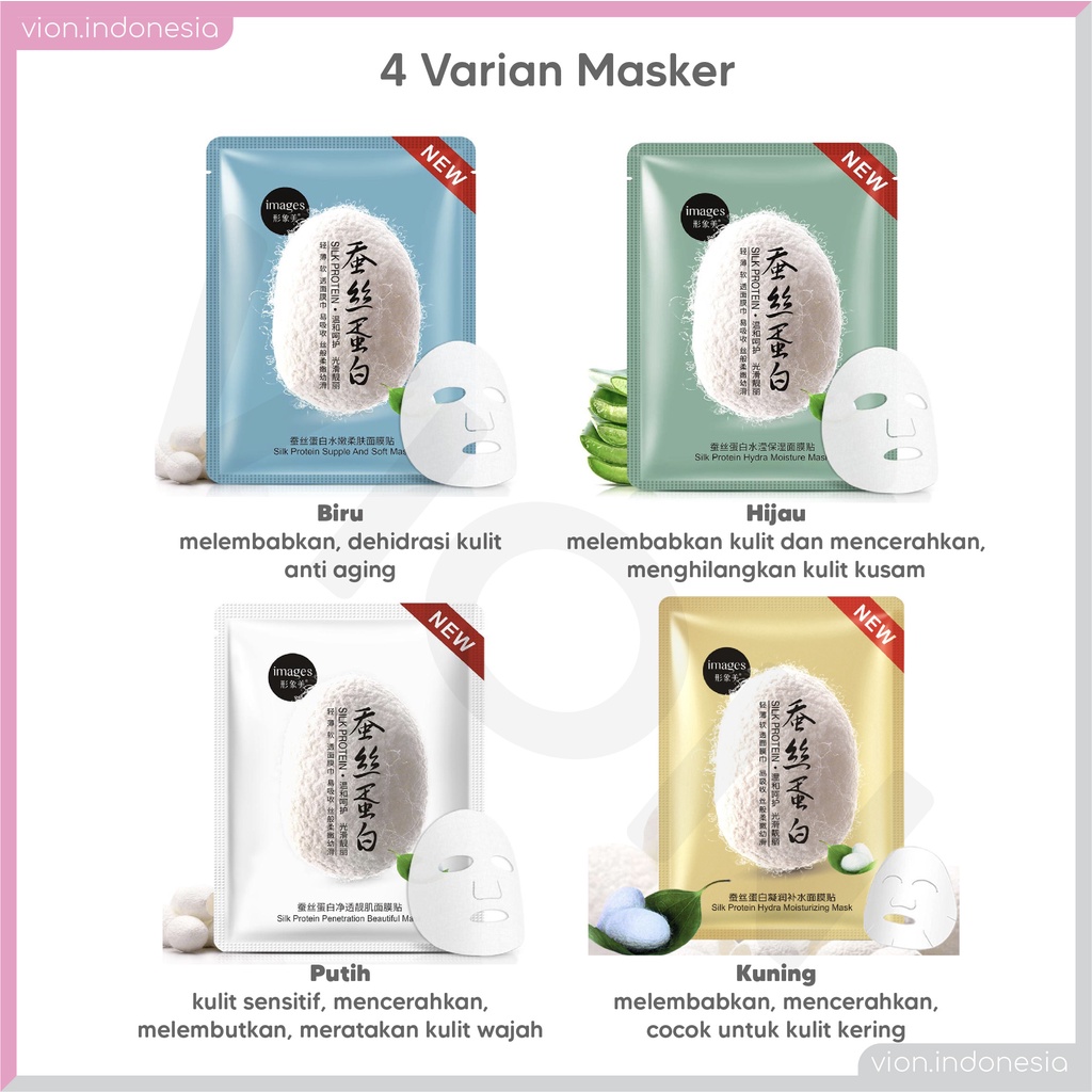 IMAGES Silk Protein Hydra Moisture Mask Facial Sheet Masker Wajah Sutera Original IM010