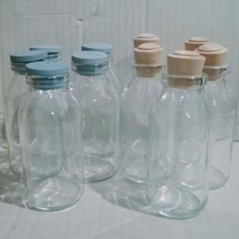 Botol Kaca 100ml Plus tutup / Vas Bunga / Botol Kaca Plus Tutup Kayu / Botol Kaca Tutup Karet