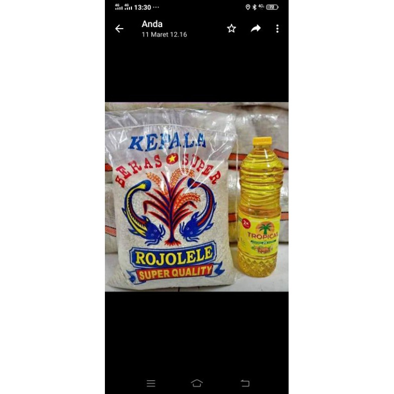 

Beras 5 liter dan minyak 1 liter