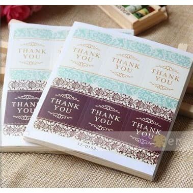 Paper Tags Sticker &quot;THANK YOU&quot; - Rectangular Lace Edge (1sheet/6pcs)