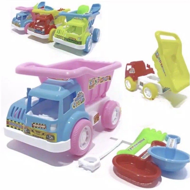 MAINAN ANAK TRUCK PASIR MINI Lp2 - HAPPY SAND TRUCK DUMP / MAINAN MOBIL TRUCK PASIR PLUS CETAKAN NYA