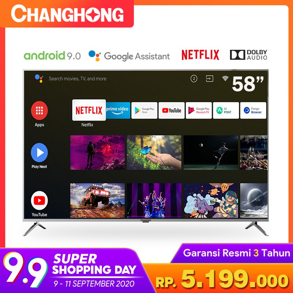 

Changhong 4K Android TV 58Inch LED TV UHD Smart TV Semarang Tipe U58H7A