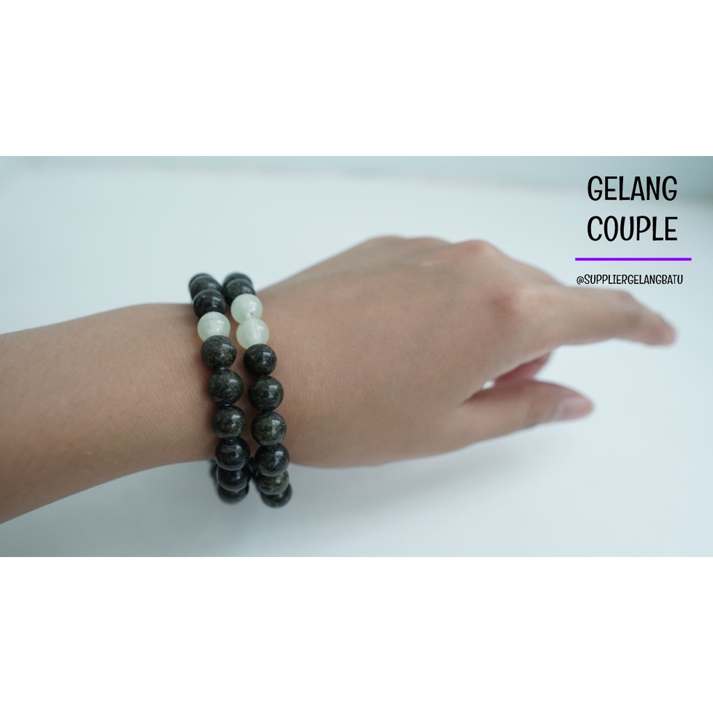 gelang batu FOSFOR BLACK JADE pasangan distance bracelet couple akik