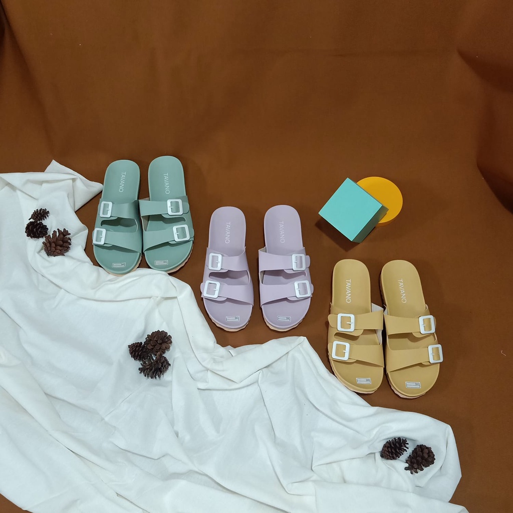 Sandal Flat Wanita Double Strap Sendal Birken Wanita Terbaru AMEENA