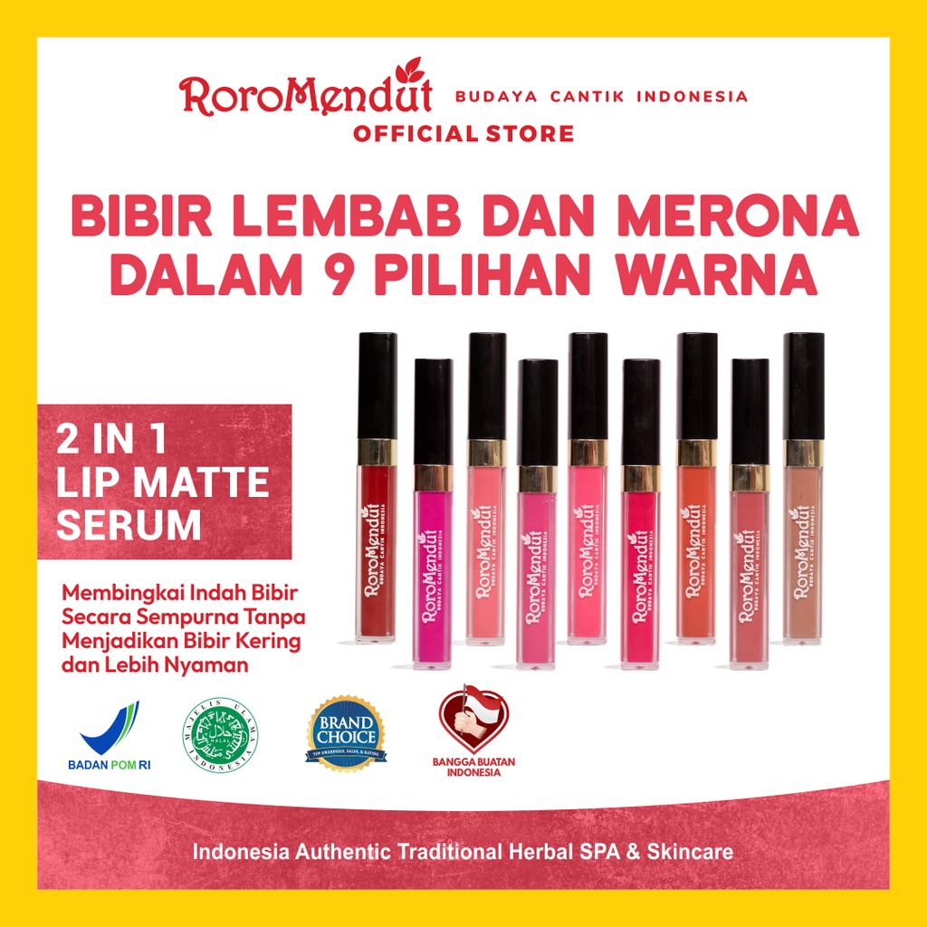 RORO MENDUT 2in1 LIP MATTE SERUM | BPOM HALAL LIQUID LIPSTICK LIP CREAM BIBIR LONG LASTING LIPSTIK
