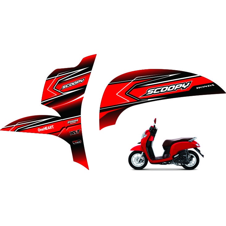 STRIPING VARIASI MOTOR HONDA SCOOPY NEW 2017 SAMPAI 2019 MOTIF RACING STYLE WARNA MERAH