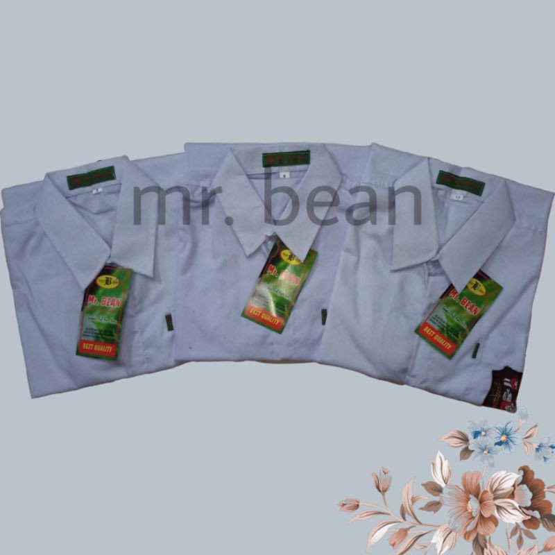 Mr. Bean baju seragam sekolah sd lengan pendek ukuran 8-9-10-11-12 