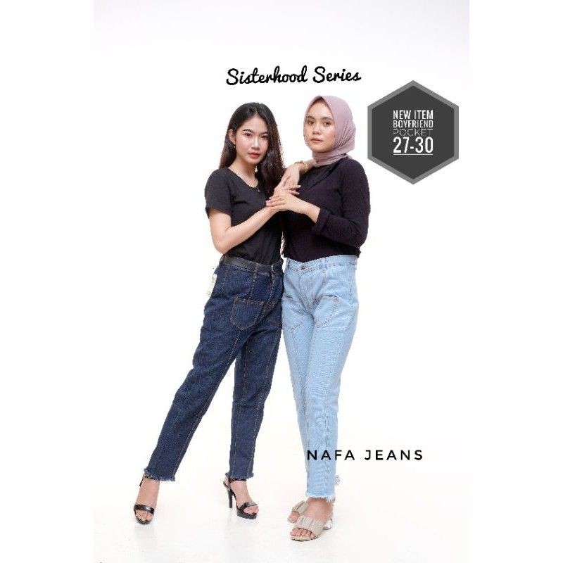 [VITAJEANS] Celana Boyfriend Pocket Boykot Jeans Tebal / Celana BF Saku Depan Wanita 4.6