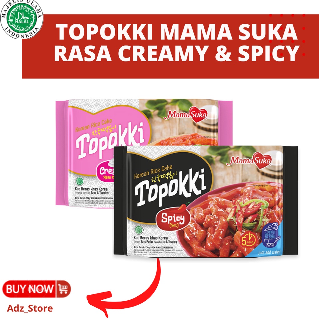 

TOPOKKI INSTAN MURAH KOREA RICE CAKE MAMASUKA HALAL 134 GR MAMA SUKA TOPOKKI KOREAN