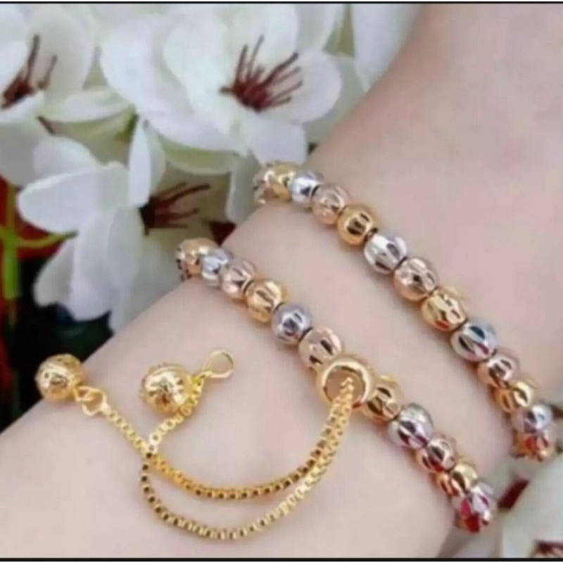 gelang tangan wanita motif serut bola bola kombinasi warna sangat cantik