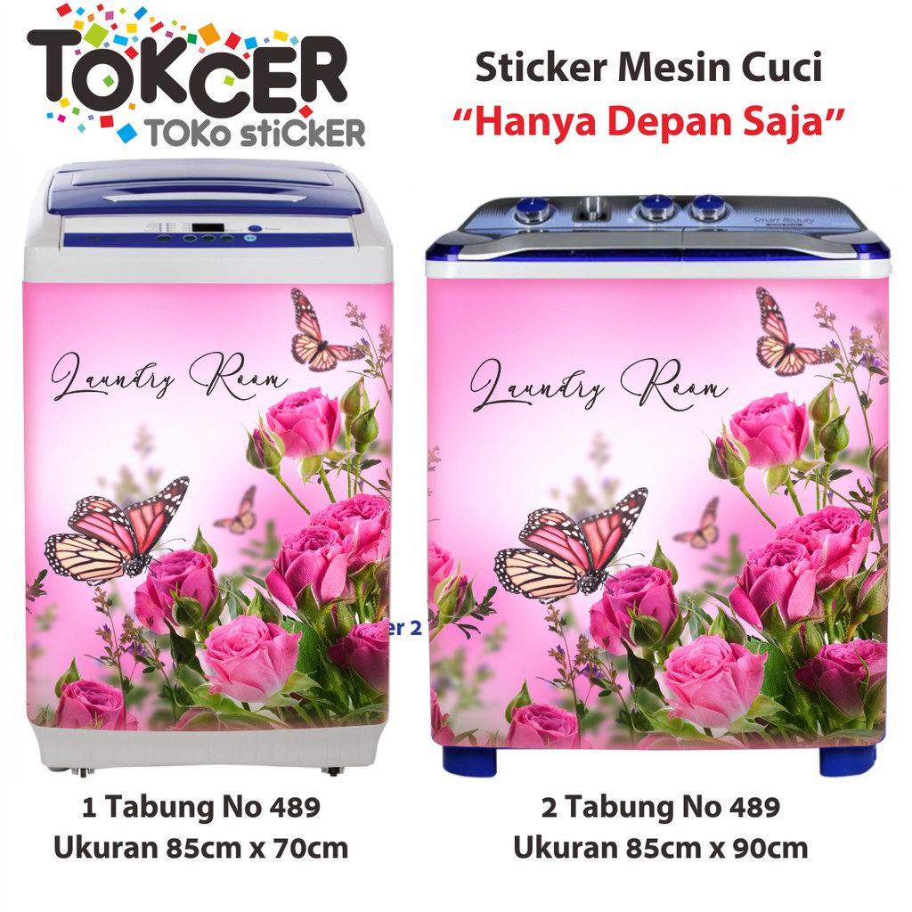 Stiker Mesin Cuci Bunga Kupu-kupu PINK