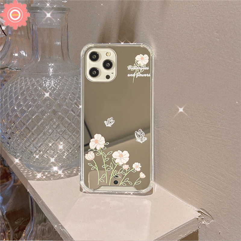 Soft Case Tpu Motif Bunga Dengan Cermin Untuk IPhone 7 8 Plus 13 12 11 Pro MAX XR X XS MAX SE 2020