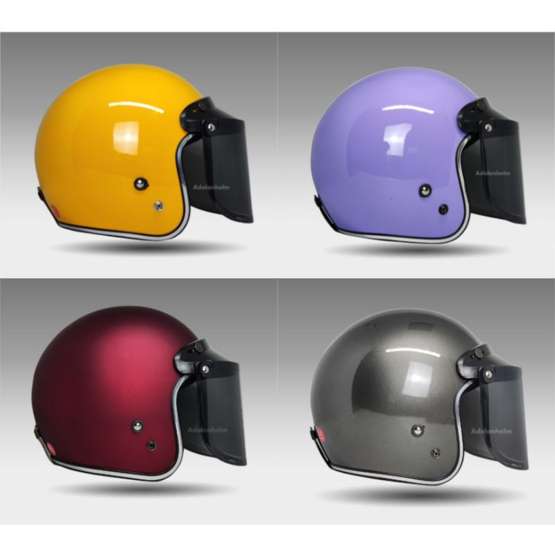 Helm Bogo List Chrome Helm Retro Polos Lis Krum