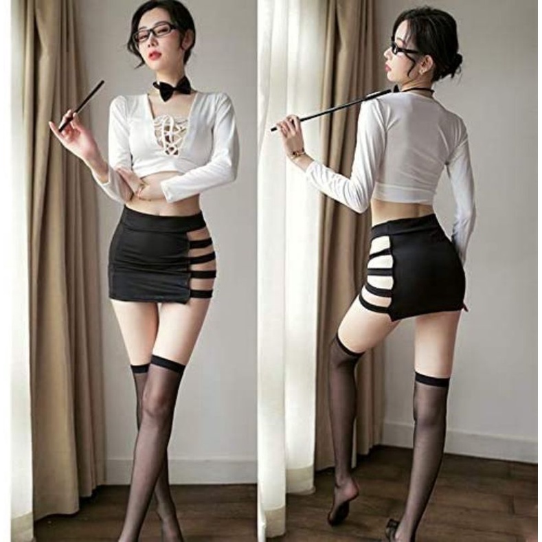 Kostum Sexy Teacher Seragam Guru Sekretaris Office Set Cosplay Costume