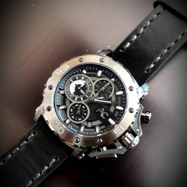 Jam Tangan Pria Alexandre Christie AC 9205 Silver Black