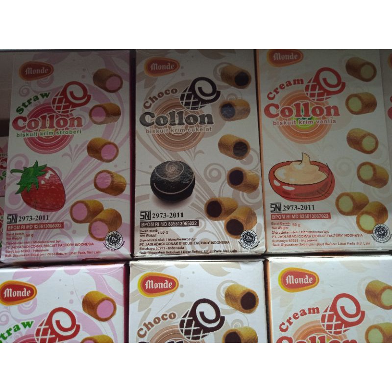 

Monde Collon Biskuit Rasa Strawberry Cokelat dan Vanila 50 Gram