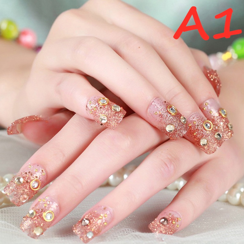 【COD】FLID 24pcs Kuku Palsu 3D Nikah Wedding False Fake Nail Nails  Nailart Pengantin Tangan