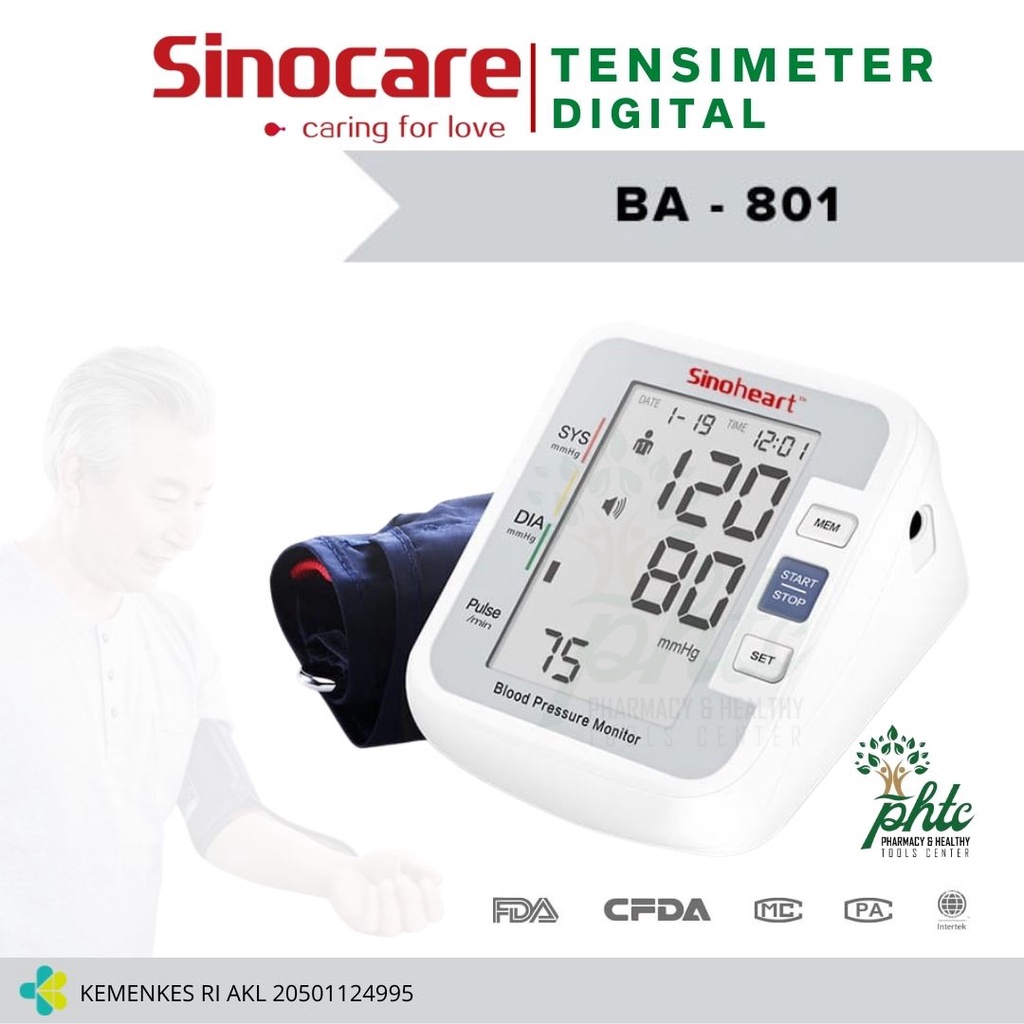 SINOCARE BA-801 Tensimeter Digital l Alat Ukur Tekanan Darah Otomatis