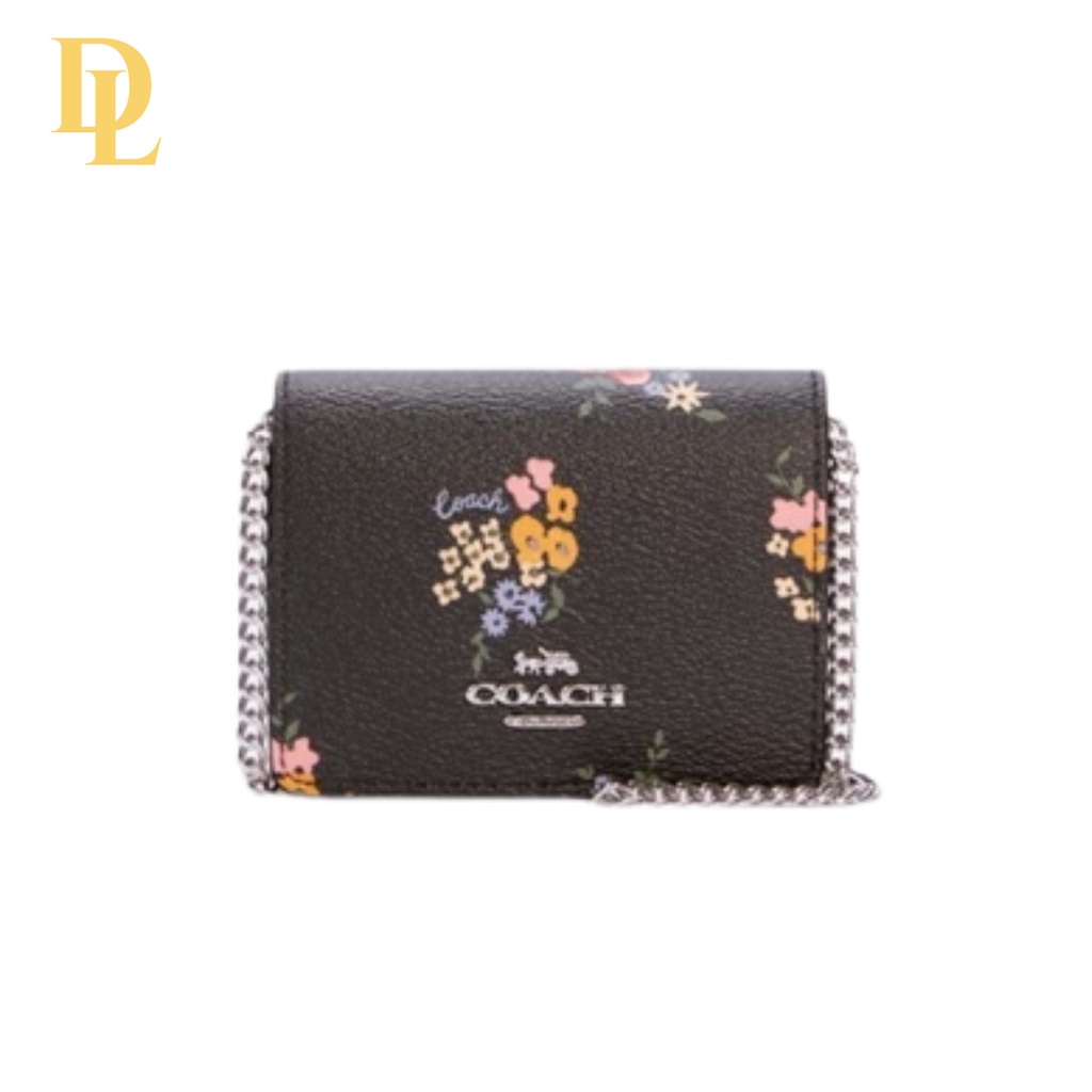 COACH MINI WALLET ON A CHAIN WITH WILDFLOWER PRINT (C0060)