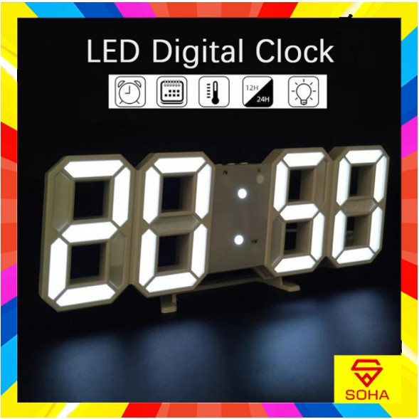 JD-01 SOHA Jam 3D Digital Dinding Meja Tembok Lampu LED Light clock Wall Dekorasi Minimalis/jam meja digital