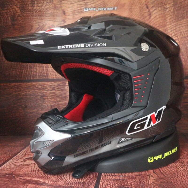 GM SUPER CROSS OCTAR BLACK SILVER helm full face gm cross trail offroad google tanpa visor