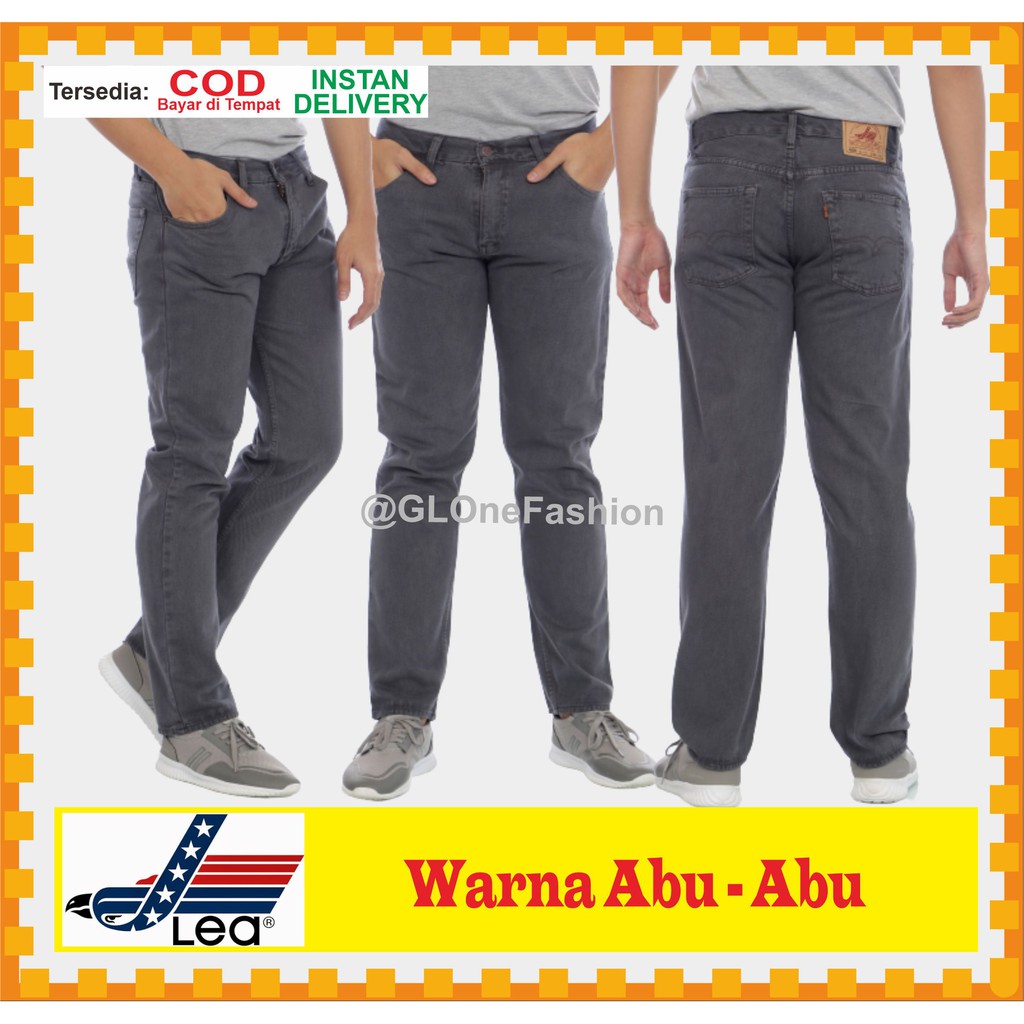 CELANA JEANS PANJANG LEA 606 STANDAR REGULER PRIA/COWOK/LAKI-LAKI MURAH BAHAN BAGUS WARNA ABU ABU