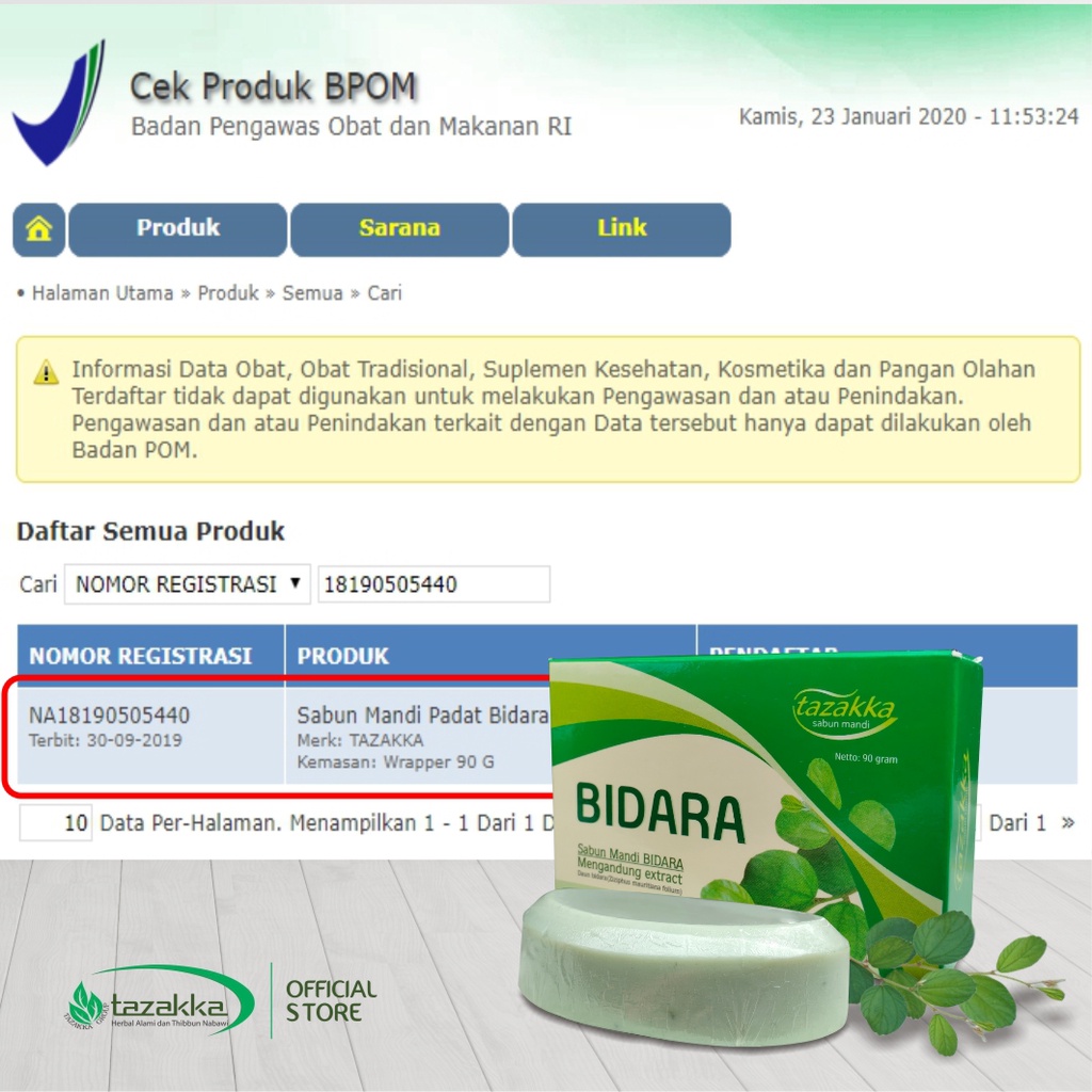 Sabun Mandi Herbal Daun BIDARA Original Tazakka Khasiat Ampuh Untuk Terapi Ruqyah Kesehatan Kulit Alami